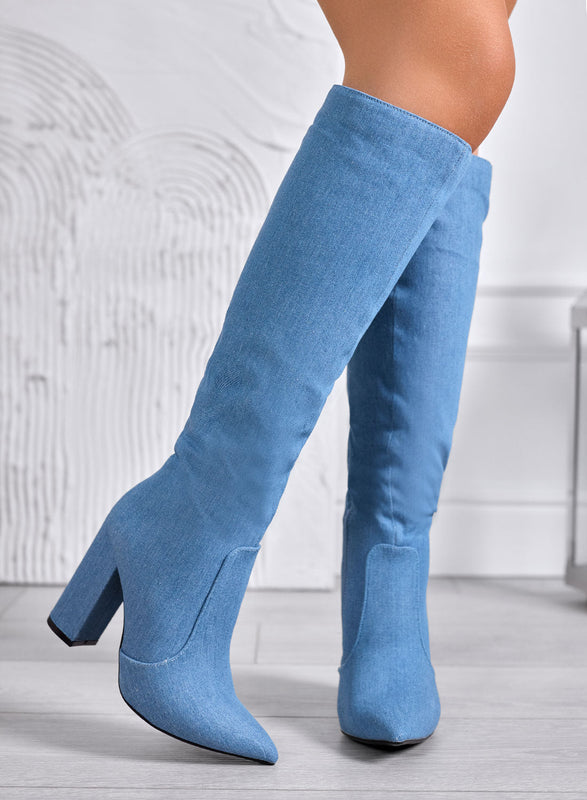 MINERVA - Botines azules vaqueros con tacón cómodo