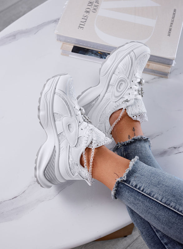 GABRIELLA - Zapatillas blancas con encaje y accesorios