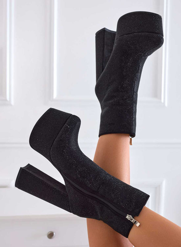 MILLY - Botines negros joya Alexoo con tacón alto