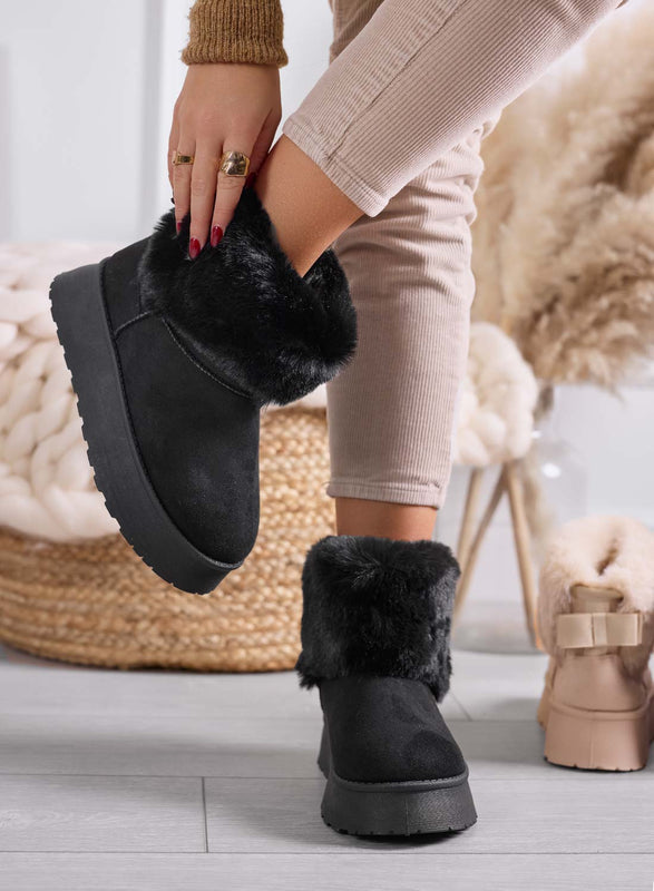 LIAA - Botines negros para mujer acolchados con piel sintética suave