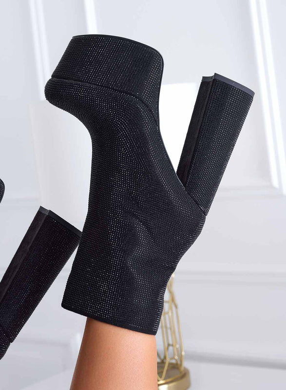 MILLY - Botines negros joya Alexoo con tacón alto