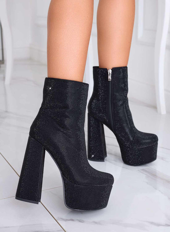 MILLY - Botines negros joya Alexoo con tacón alto