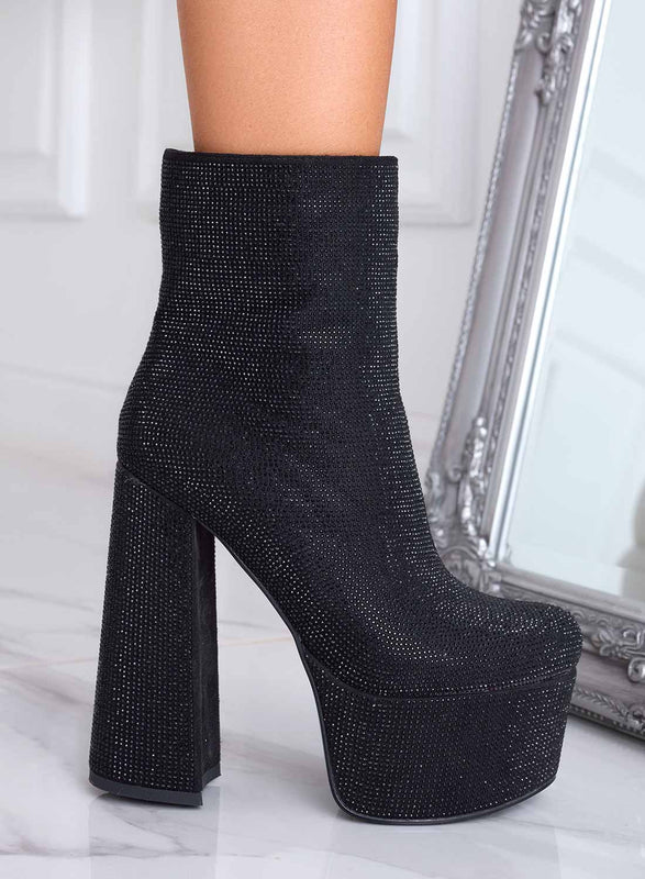 MILLY - Botines negros joya Alexoo con tacón alto