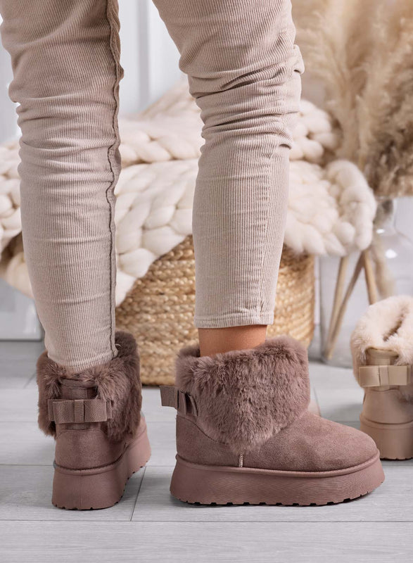 LIAA - Botines marrones para mujer acolchados con piel sintética suave