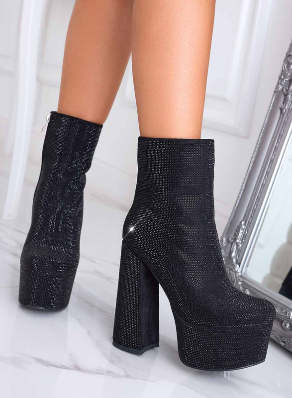 MILLY - Botines negros joya Alexoo con tacón alto