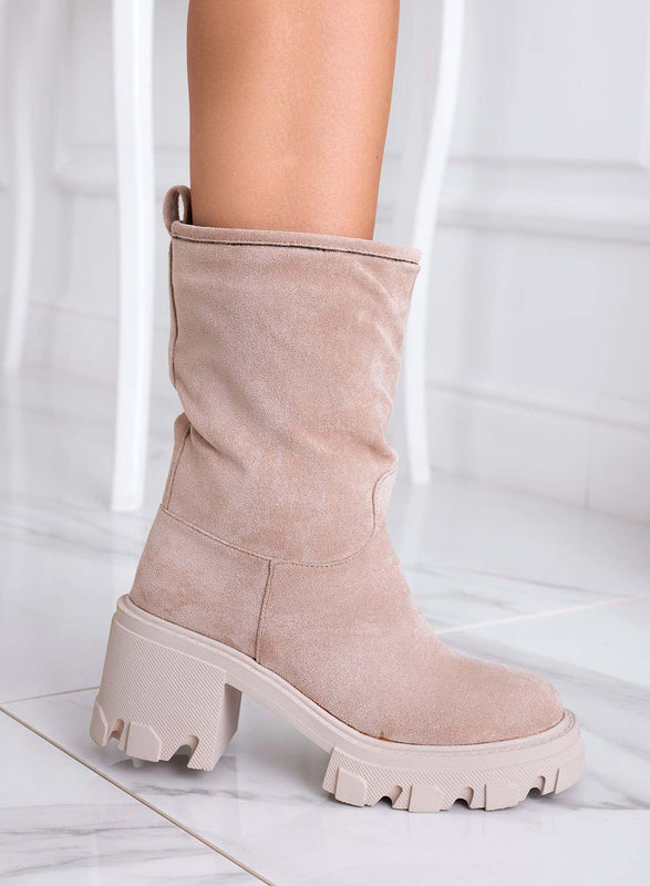 MAYA - Botines Alexoo beige con tacón cómodo