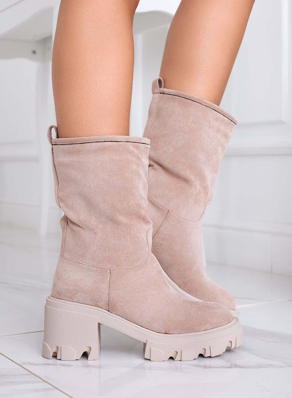 MAYA - Botines Alexoo beige con tacón cómodo