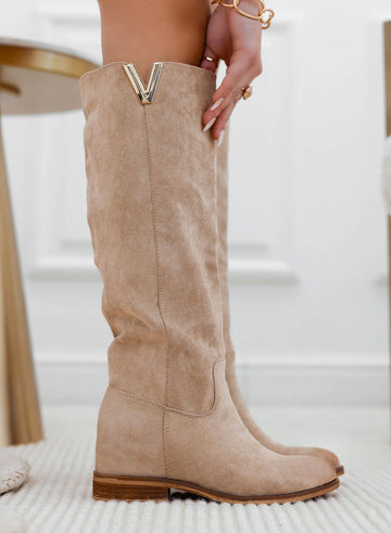 RANDA - Botas beige de ante con cuna interna