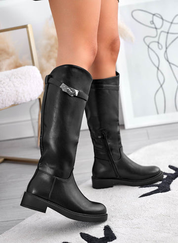 Black boots with strap