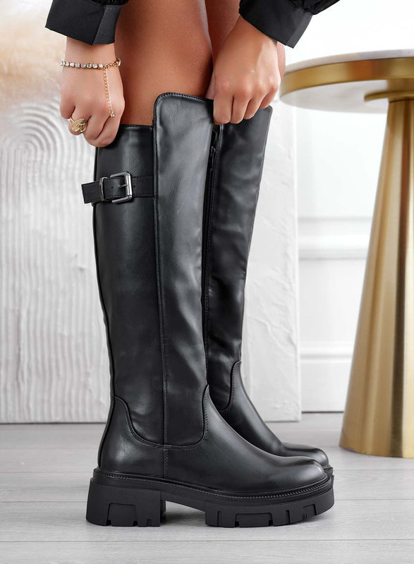 Black Alexoo boots with buckle
