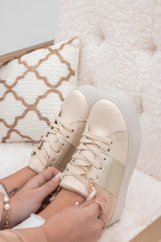 ALIBY - Zapatillas beige con paneles a contraste