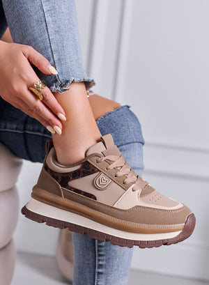 PIPER - Sneakers Donna Marrone con Dettagli Leopardati