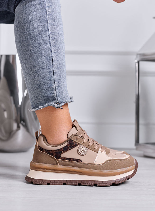 PIPER - Sneakers Donna Marrone con Dettagli Leopardati