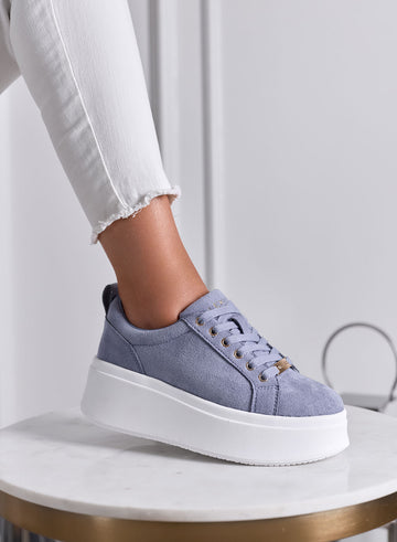 LORIS - Sneakers donna platform Alexoo azzurro polvere scamosciate