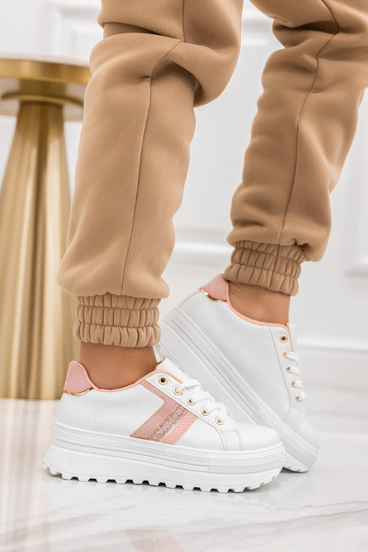 ROSY - Zapatillas blancas con detalles en rosa y purpurina