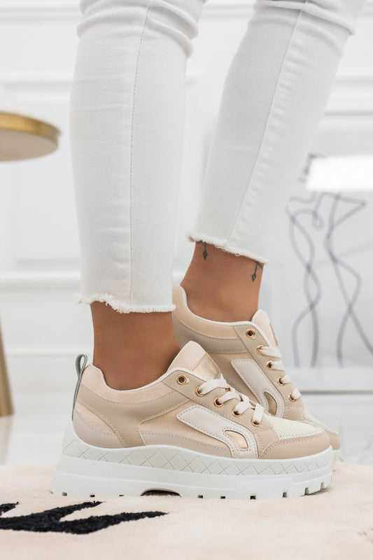 READY - Zapatillas beige con paneles en contrasto