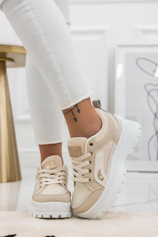 READY - Zapatillas beige con paneles en contrasto