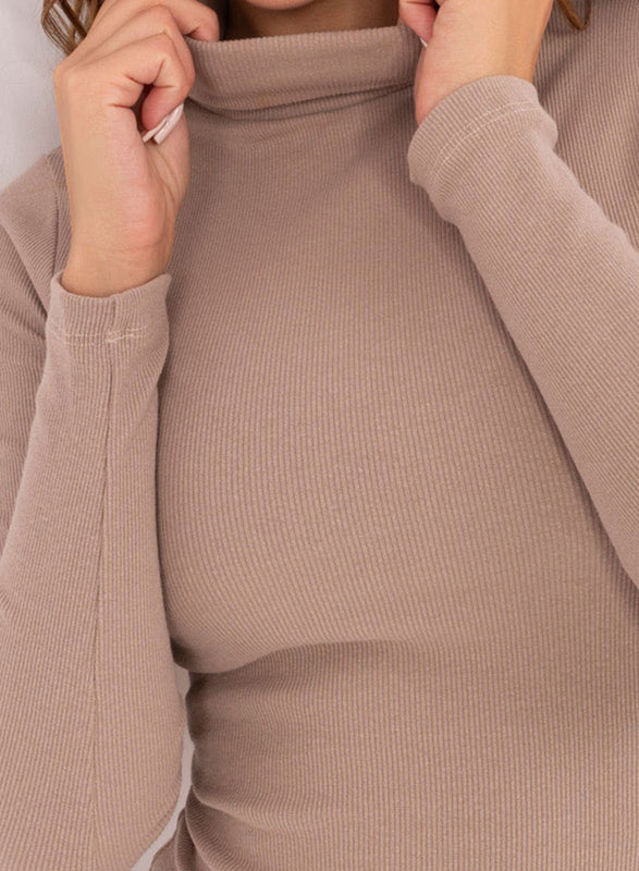 Vestido ajustado beige de canalé