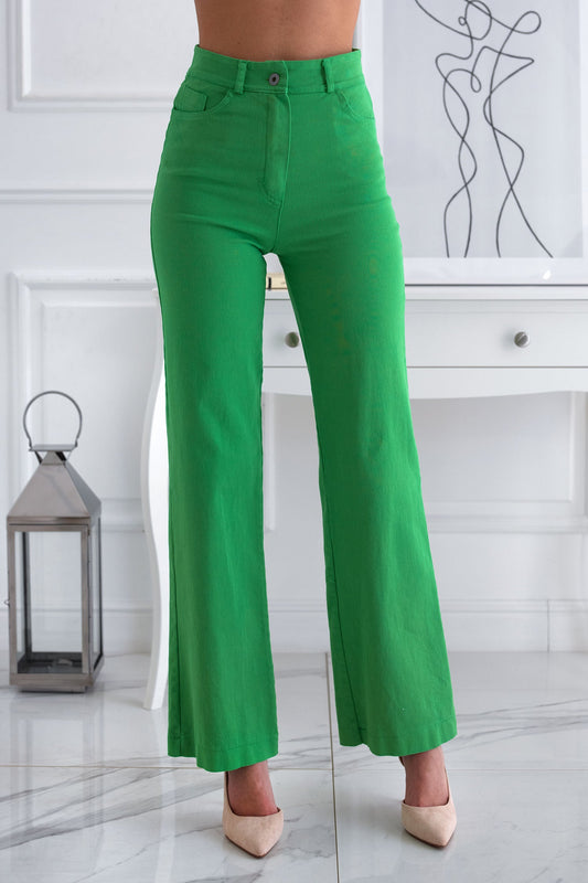 Pantalones de campana verdes de algodón