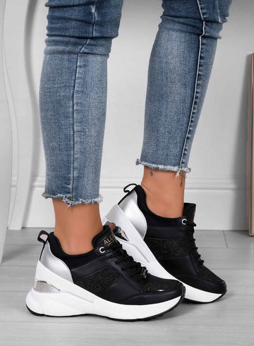 FREYA - Zapatillas negras Alexoo con detalles de purpurina