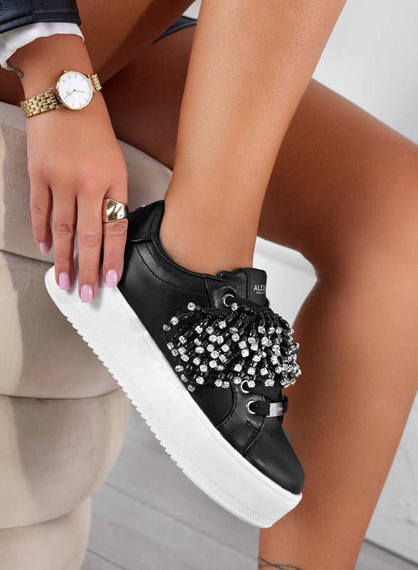 CARRY - Zapatillas alexoo negras con banda de strass