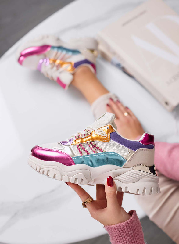 PARKER - Zapatillas multicolor para mujer con suela alta e inserciones laminadas