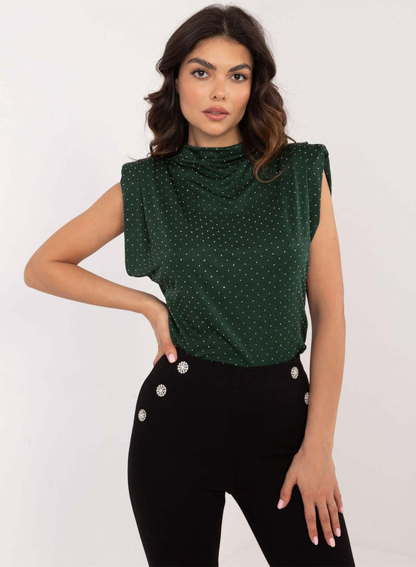 Top sin mangas verde con glitter