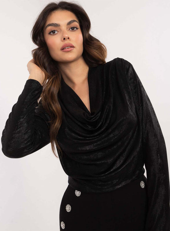 Top noir métallisé avec encolure souple