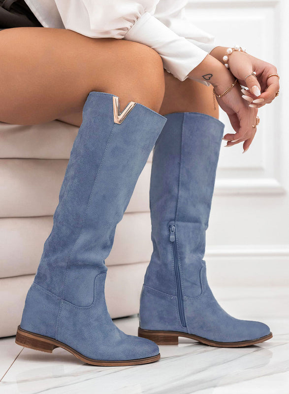 RANDA - Alexoo boots with blue suede V and internal wedge