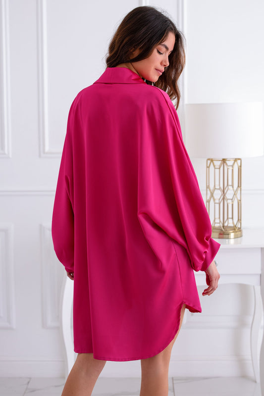 Maxi vestido fucsia en raso