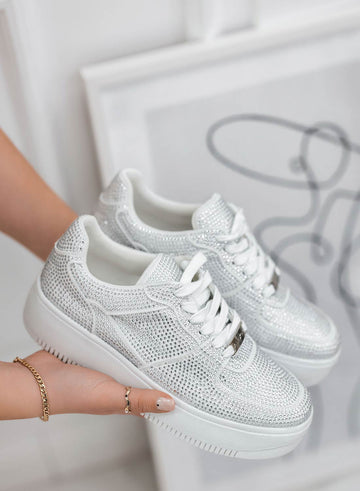 Alexoo white jewel sneakers