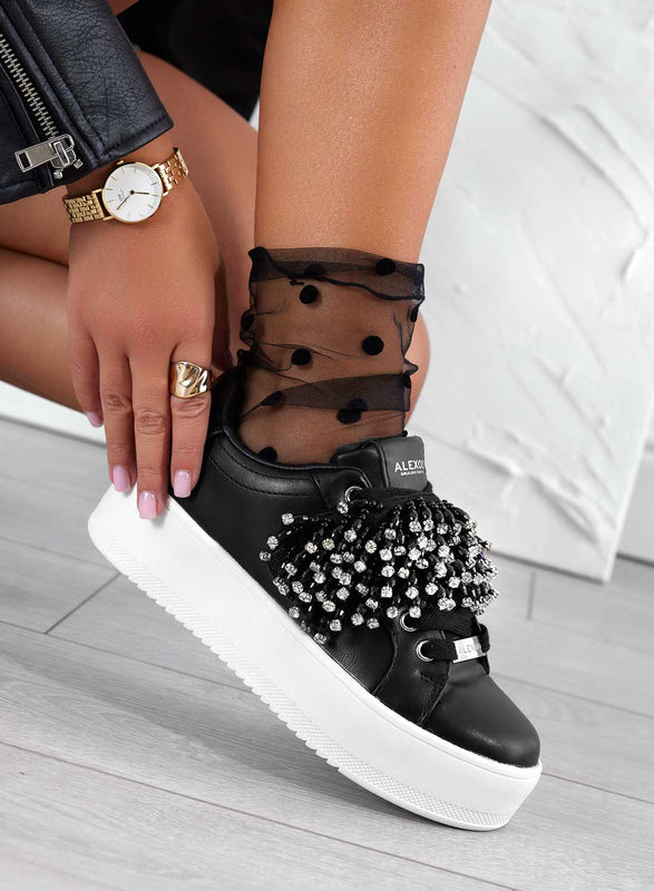 CARRY - Zapatillas alexoo negras con banda de strass