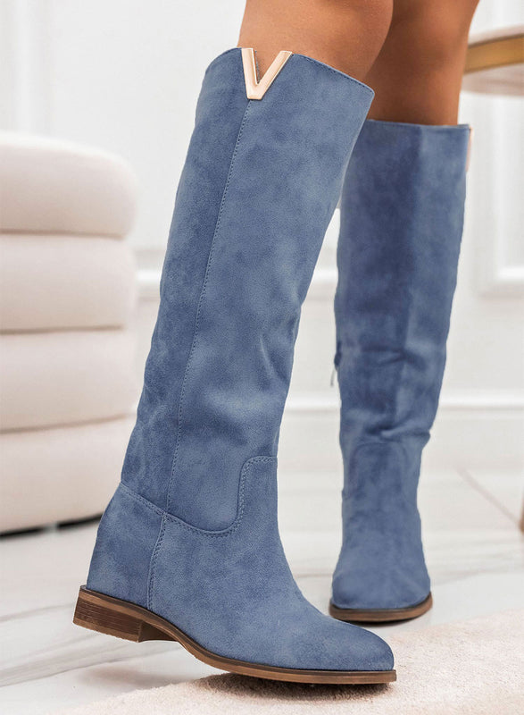 RANDA - Alexoo boots with blue suede V and internal wedge