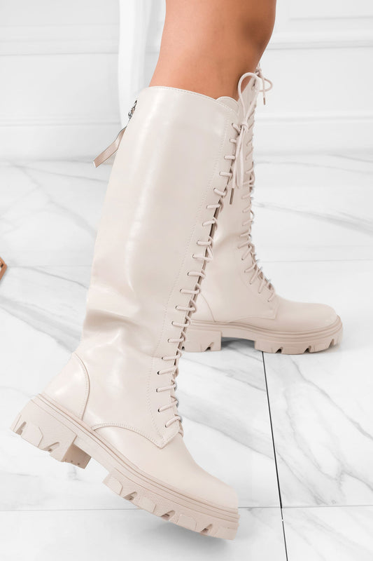 ROSANNA - Botas beige con cordones