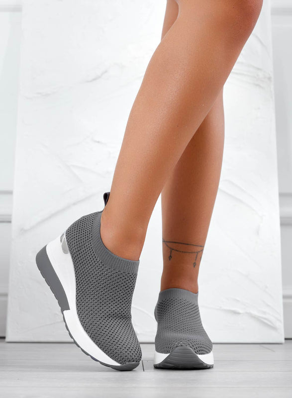GINA - Zapatillas grises en tejido elástico