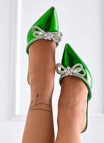 IVANA - Zapatos de tacón verdes Alexoo con lazo de pedrería