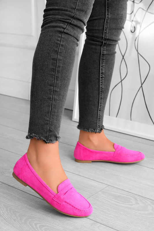 VICTORIA - Mocasines ante fucsia flúor