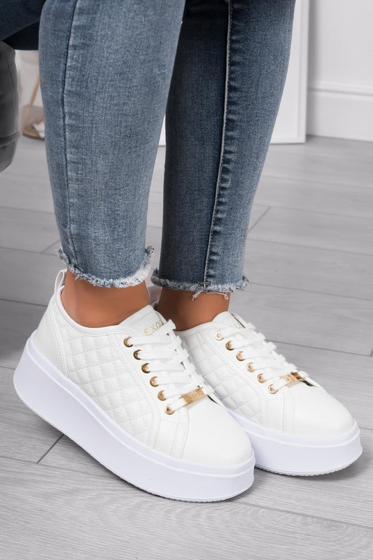 DALILA - Zapatillas blancas efecto acolchado con plataforma