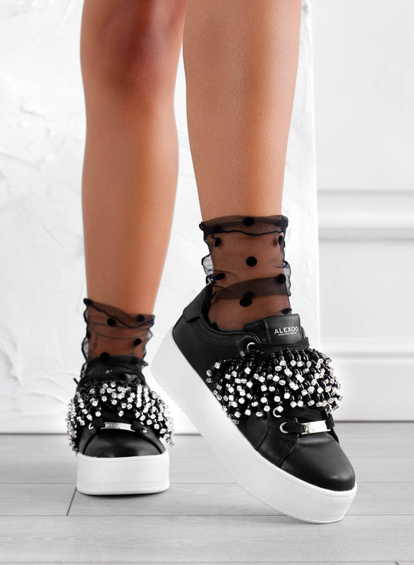 CARRY - Zapatillas alexoo negras con banda de strass