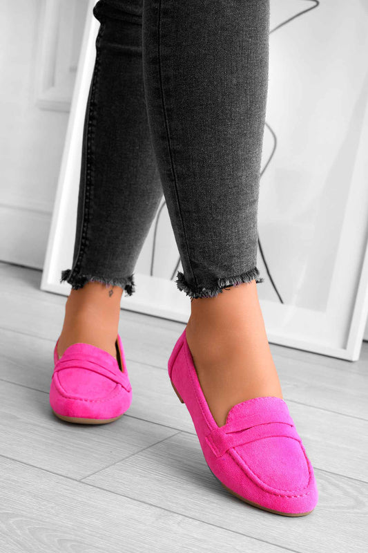 VICTORIA - Mocasines ante fucsia flúor