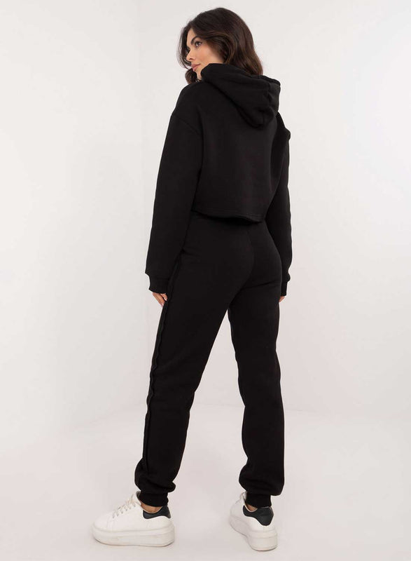 Tuta nera due pezzi felpata con scritta brooklyn