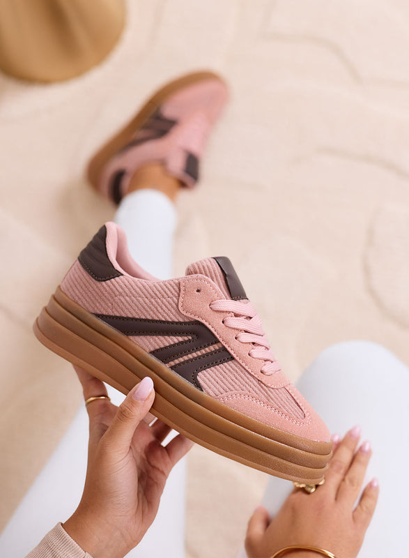 JOLENE - Zapatillas rosas con detalles marrones y suela plataforma