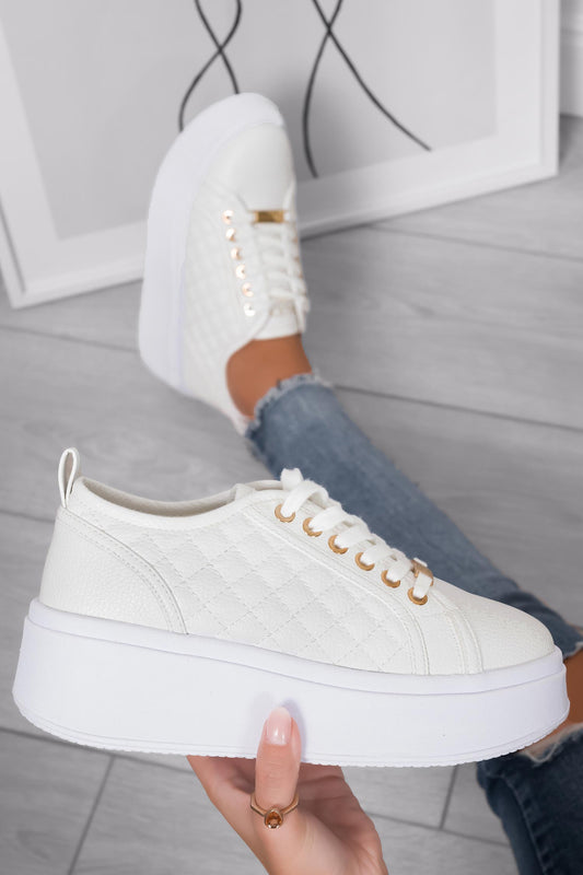 DALILA - Zapatillas blancas efecto acolchado con plataforma