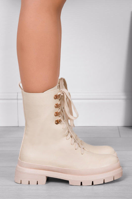 MARA - Botines beige Alexoo con cordones