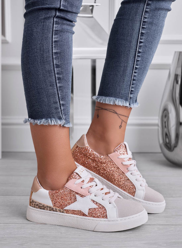 WAYS - Zapatillas bajas con purpurina rosa y estrella