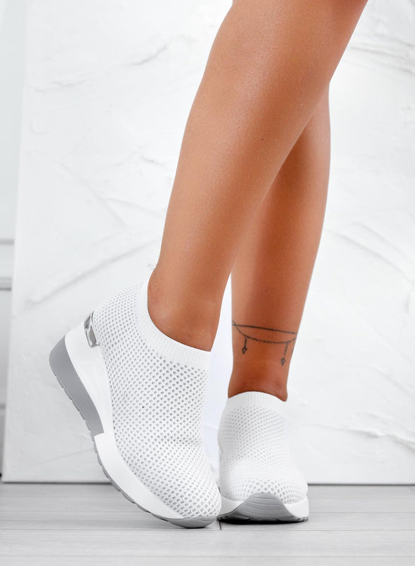 GINA - Zapatillas blancas en tejido elástico