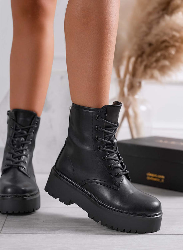TESSA - Botines negros estilo anfibio de Alexoo