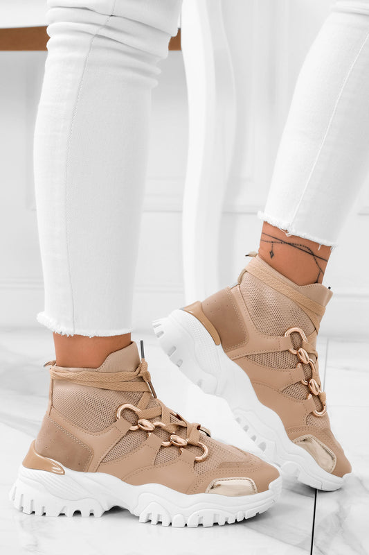 DANCE - Zapatillas beige con cadena dorada