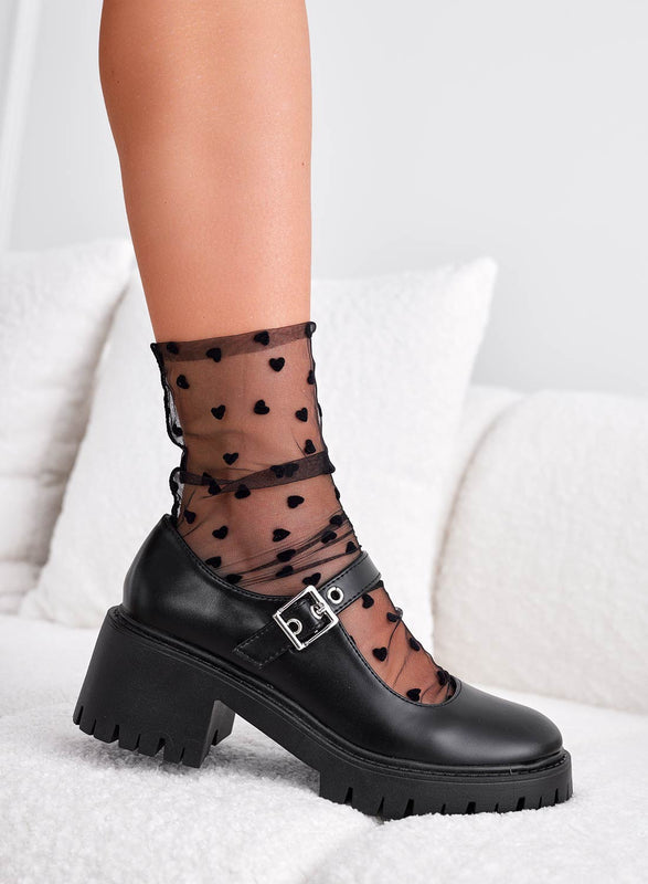 Chaussures Mary Jane noires avec bride et boucle