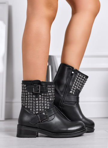 MAXIM - Bottines noires biker avec clous